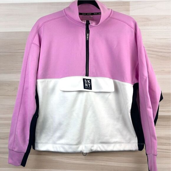 DKNY Sport Women's Quarter Zip Pullover Sweatshirt Pink Small - Picture 1 of 12